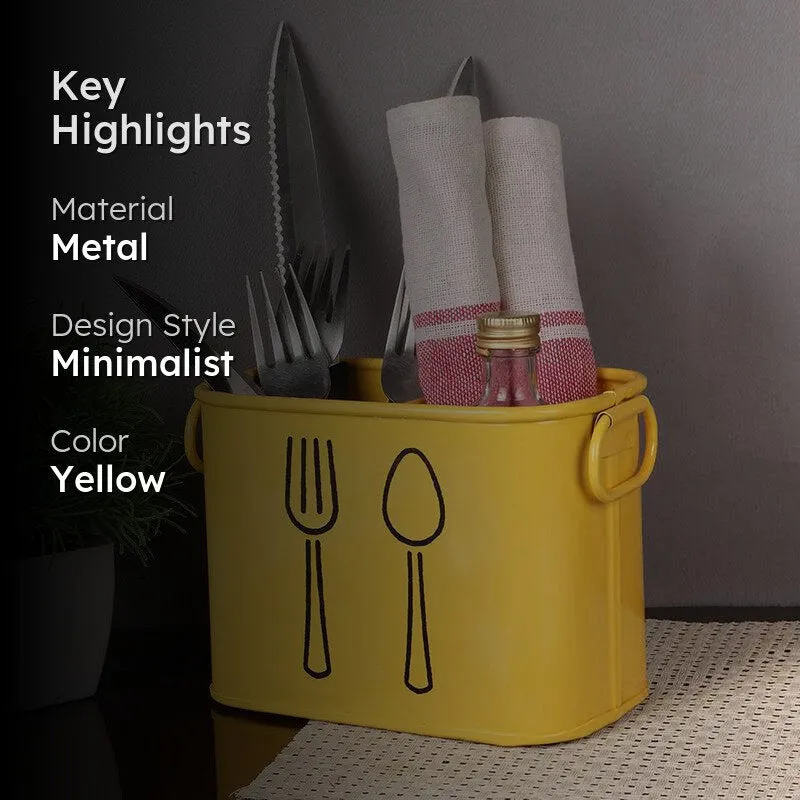Fork & Order Metal Cutlery Holder - Yellow media 2