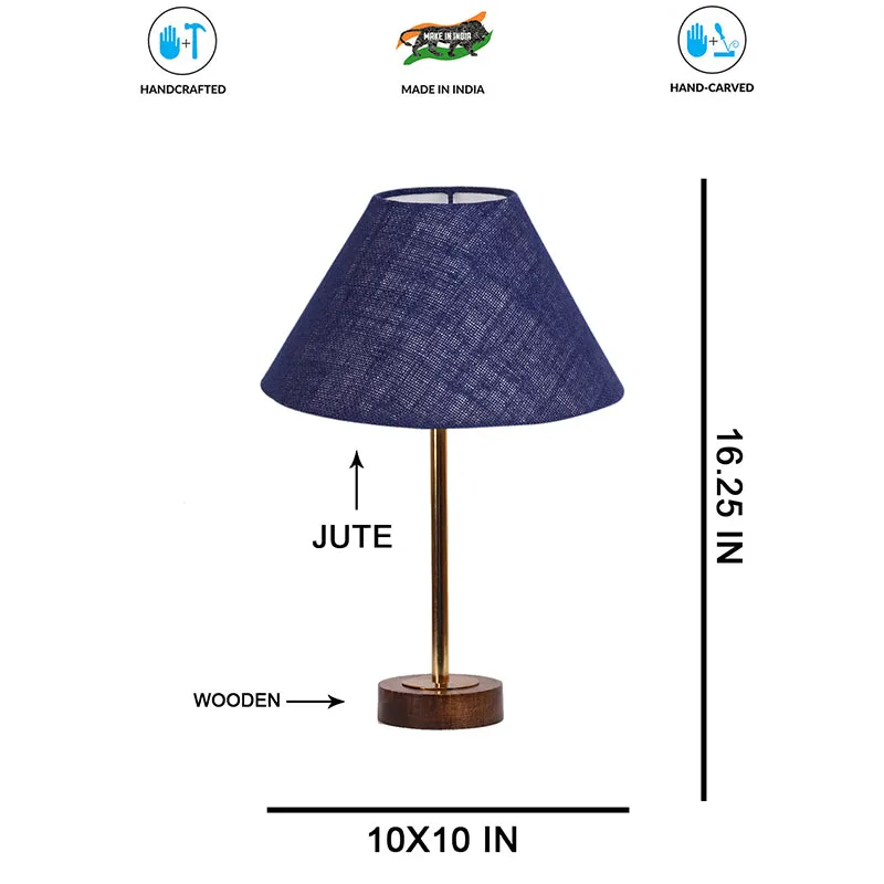 Sienna II Rodin Wooden Table Lamp - Blue,Gold,Brown media 7