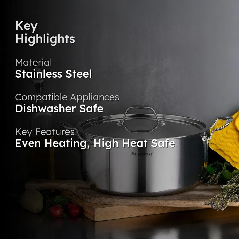Bergner Argent Triply Casserole With Lid - 4100 ML media 2
