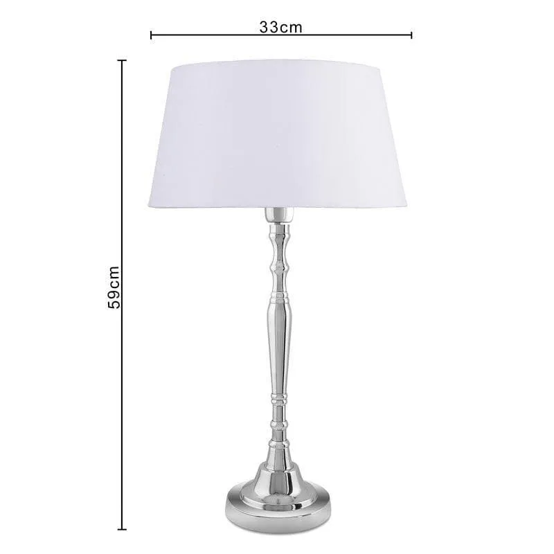 Zenith Glow Fabric Table Lamp - Silver,White media 5