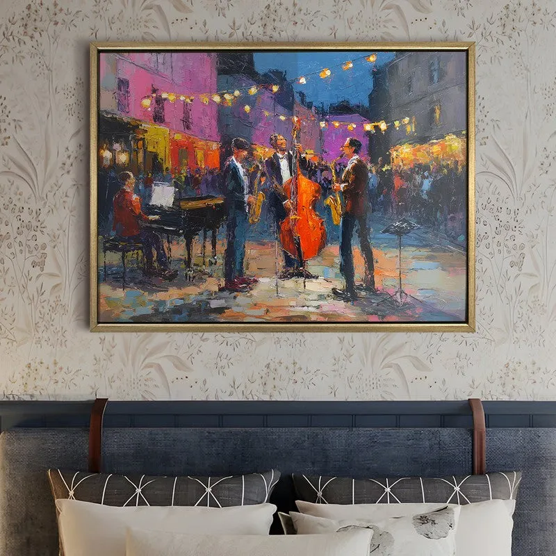 Lanterns & Jazz Canvas Wall Painting With Frame media 5