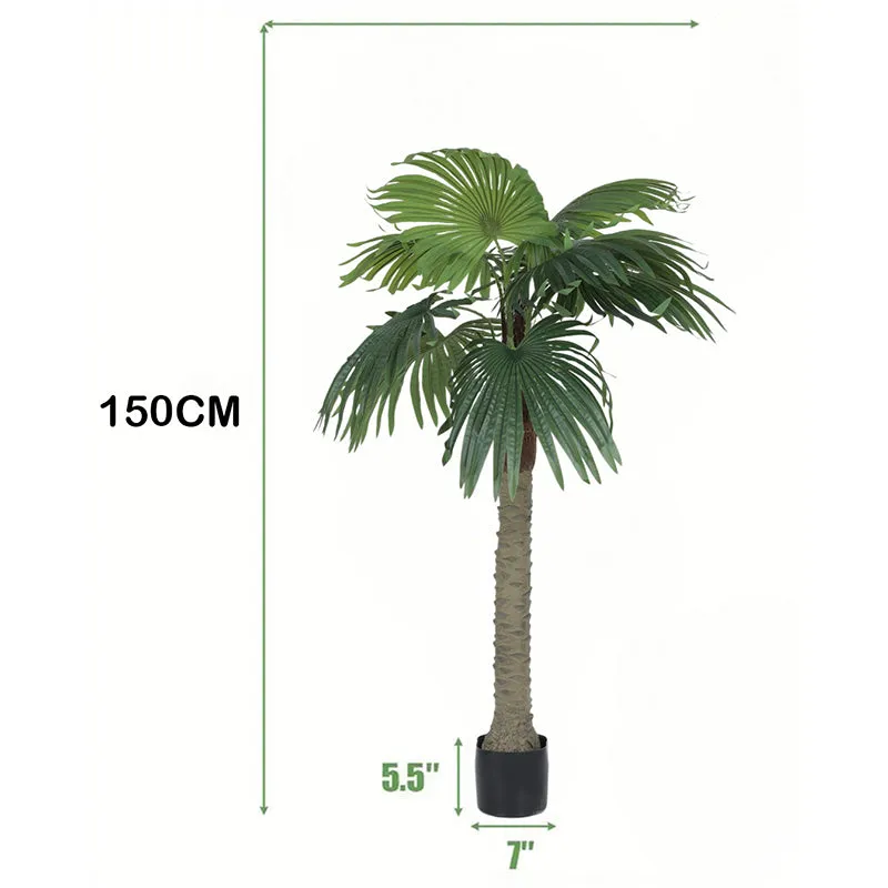 Dune Oasis Artificial Palm With Black Plastic Pot - 5 Feet media 6