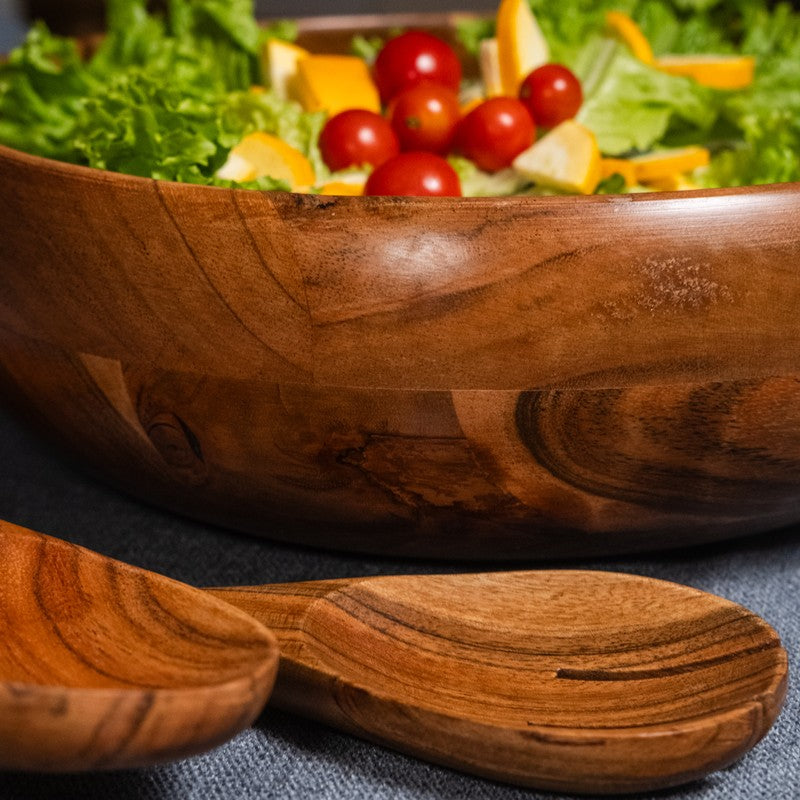 Elowen Wood Salad Bowl with Serving Spoons (1750 Ml) - Three Piece Set media 10