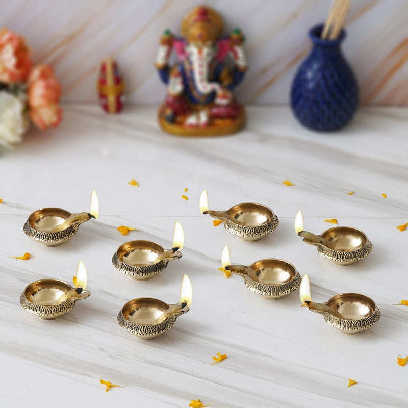 Vedanta Sacred Brass Diya - Set of Eight