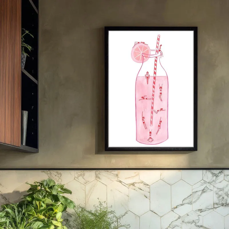 Summer Bloom Sip Archival Canvas Wall Art - Black media 3