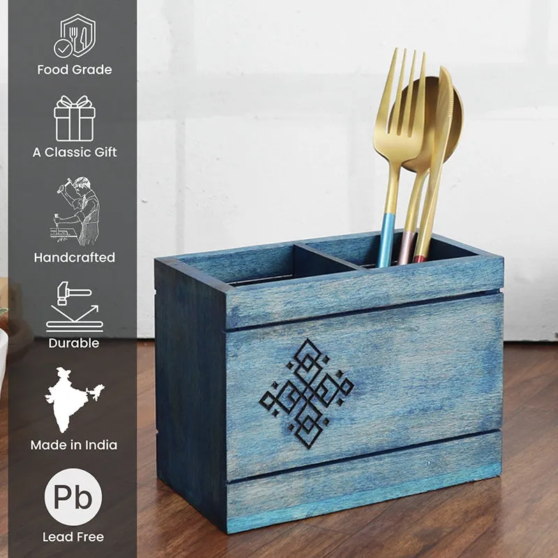 Hiron Wood Cutlery Holder - Two Piece Set media 6