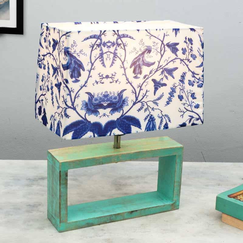 Marina Block Beauty Fabric Table Lamp - White,Blue