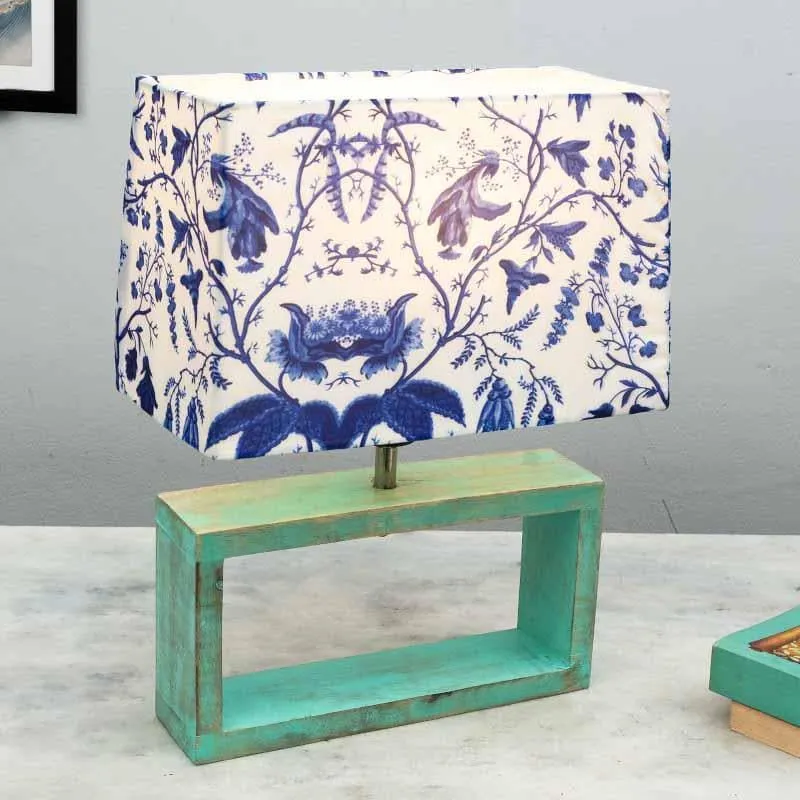 Marina Block Beauty Fabric Table Lamp - White,Blue media 1