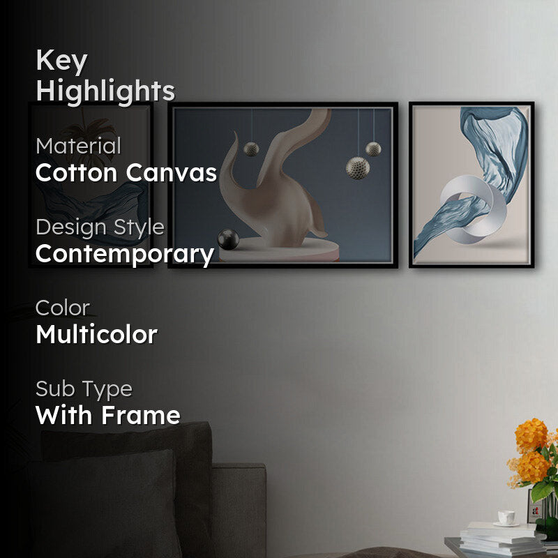 Charit Cotton Canvas Wall Art - Set Of Three media 2
