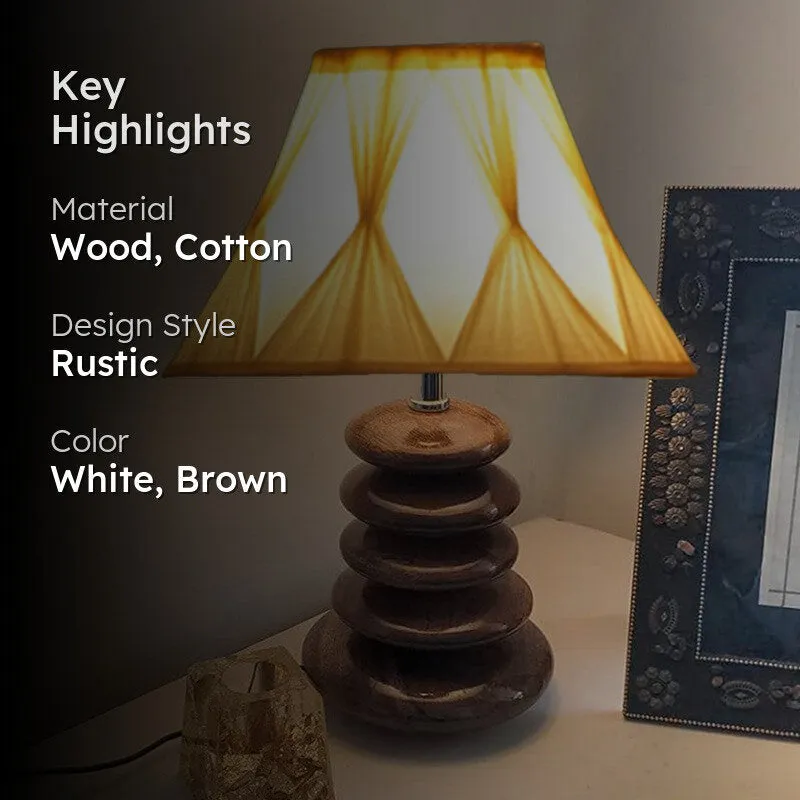 Lurvex Cotton Table Lamp With Wooden Base - White media 2