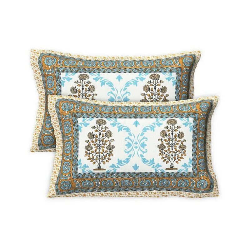 Floraa Cotton Bedsheet (Brown,Blue) - 240 TC media 6