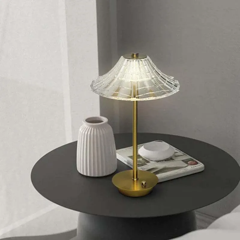 Cosmic Web LED Metal And Glass Table Lamp - Transparent,Gold media 1