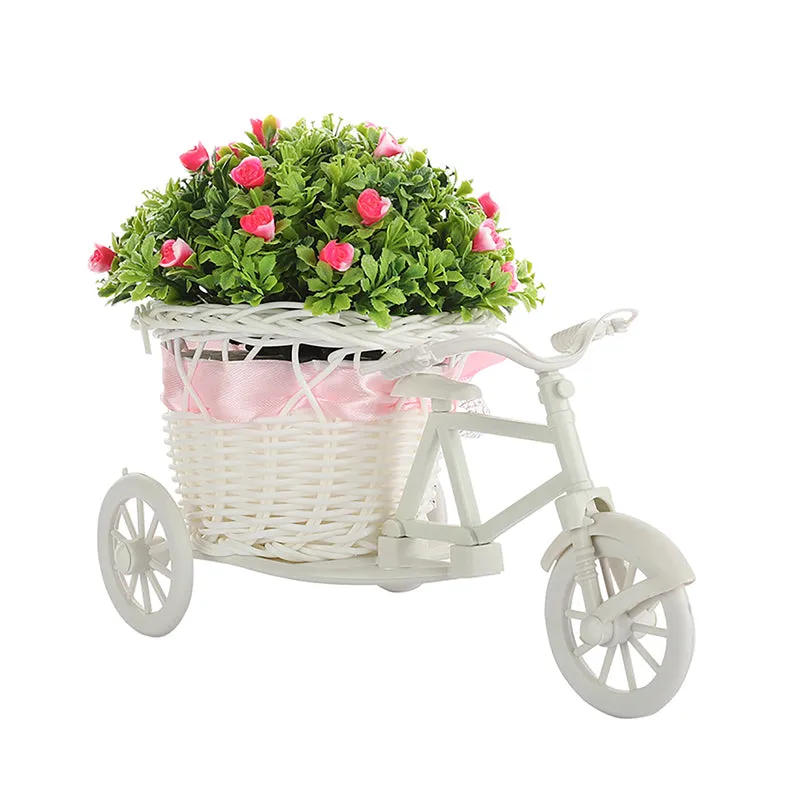 Faux Pink Artificial Flower Plant On Mini Cycle Rikshaw media 3