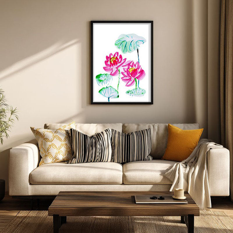 Lotus Scribbles Archival Paper Wall Art With Frame