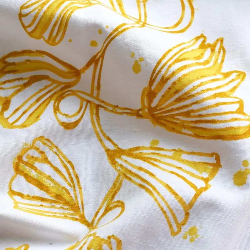 Tranquebar Home Petal Charm Cotton Curtains(Yellow) - Set Of Two media 4