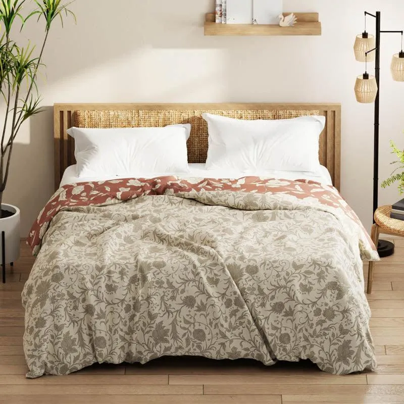 Lathika Floral Reversible Microfiber Comforter (Brown) - 120 GSM media 7