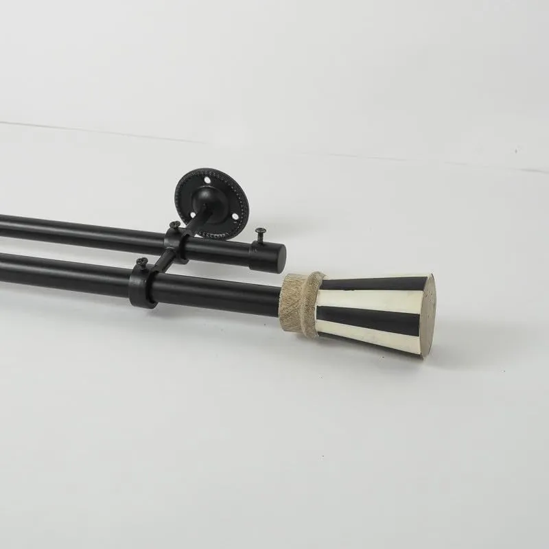 Zebra Duo Extendable 1" Double Curtain Rods With Urn Finial & Brackets media 3