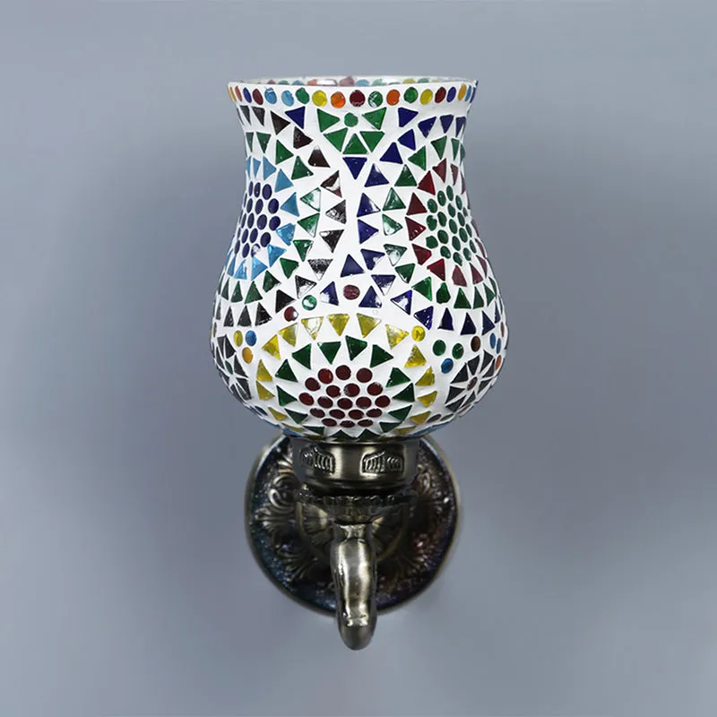 Riva Retro Mosaic Glass & Metal Wall Lamp media 4