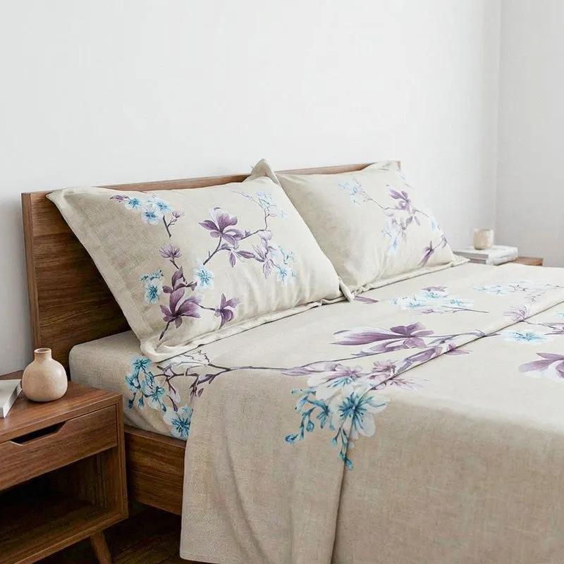 Nigaar Floral Cotton Bedsheet (Beige) - 200 TC media 3