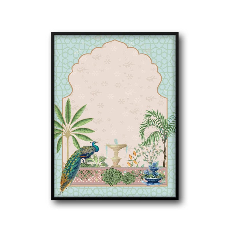Gul-E-Peacock Framed Mughal Canvas Wall Painting media 7