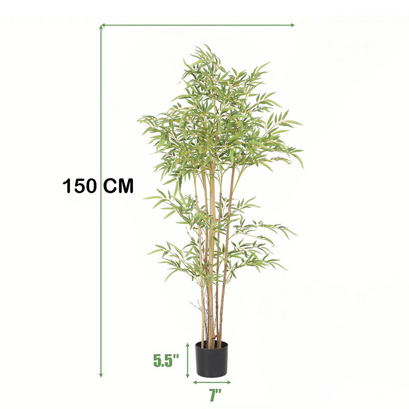 Sprouta Artificial Bamboo Plant With Black Plastic Pot - 5 Feet media 6