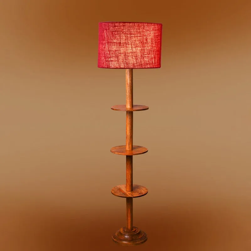 LumiCrate Tower Wooden Floor Lamp - Maroon media 7