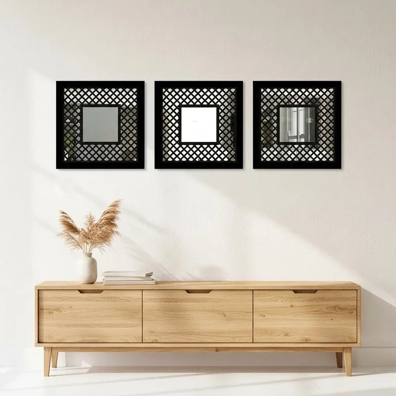 Woodelle Wall Accent With Wooden Frame (Black) - Set Of Three media 4