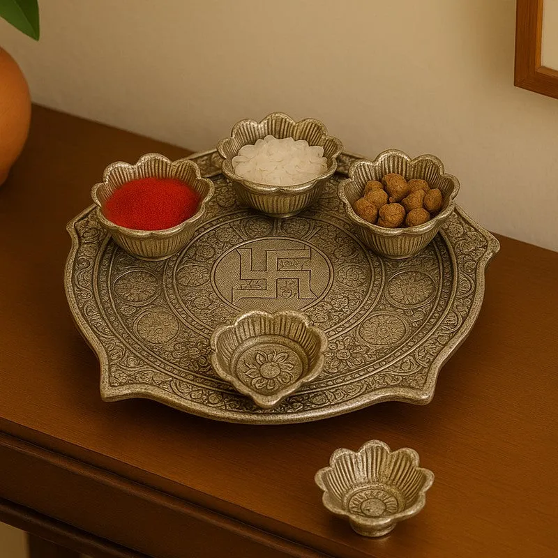 Anantya Pooja Thali Set - Silver media 3