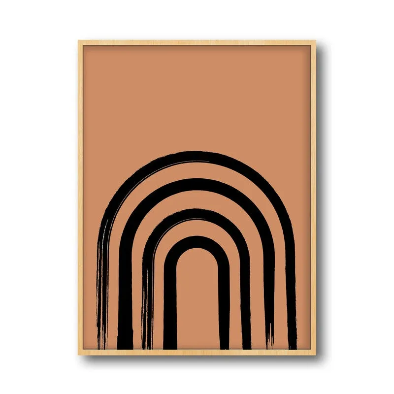 Linear Zen Canvas Wall Painting With Brown Frame media 3