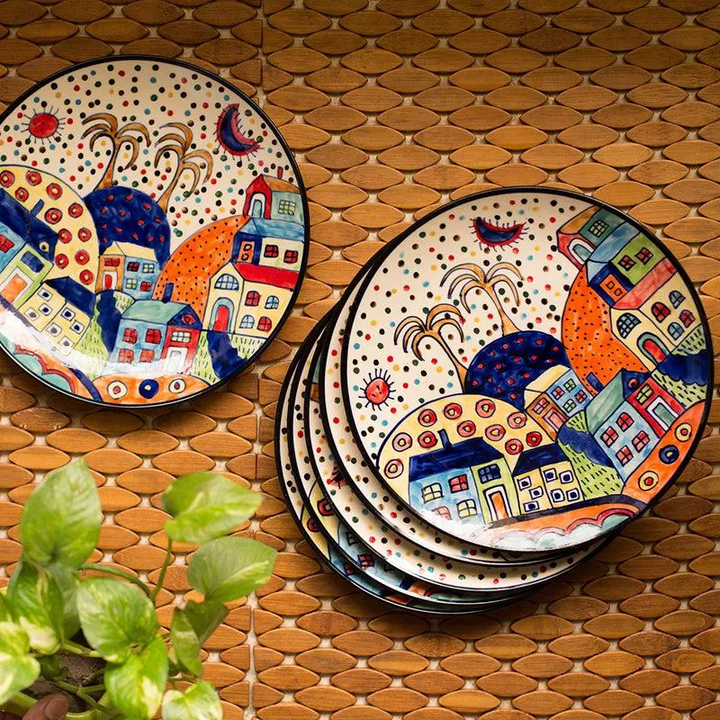 Coastal Cottage Handpainted Ceramic Dinner Plate - Set Of Six media 1