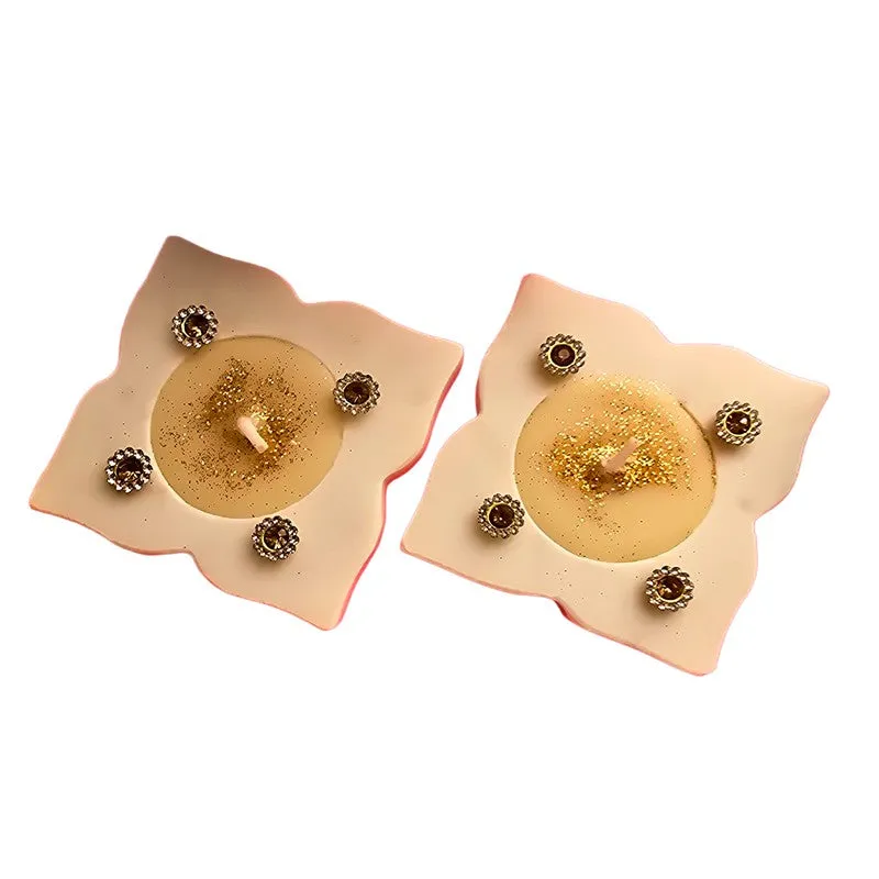 Shubh Aura Candle Holders (Off White) - Set Of Two media 3