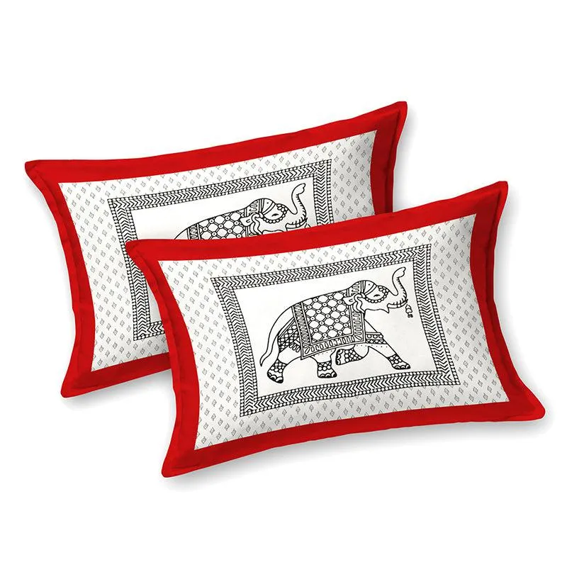 Gajraja Printed Cotton Bedsheet (Grey,Red) - 180 TC media 3