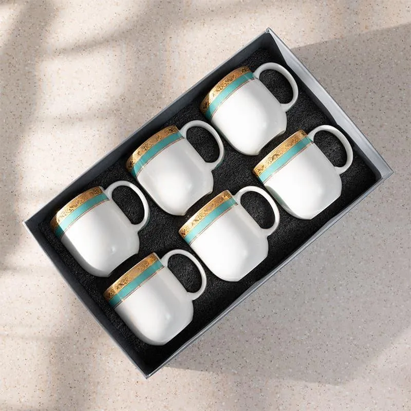Rigva Porcelain Tea Cup (260 mL Each/Gold) - Set of Six media 6
