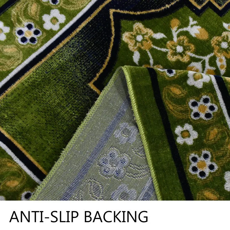Noorzen Velvet Prayer Mat - Yellow,Green media 4