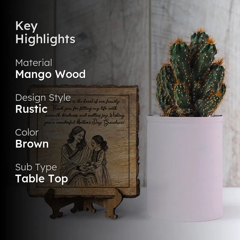 Mother's Day Wishes To Grandma Wood Showpiece - Square media 2