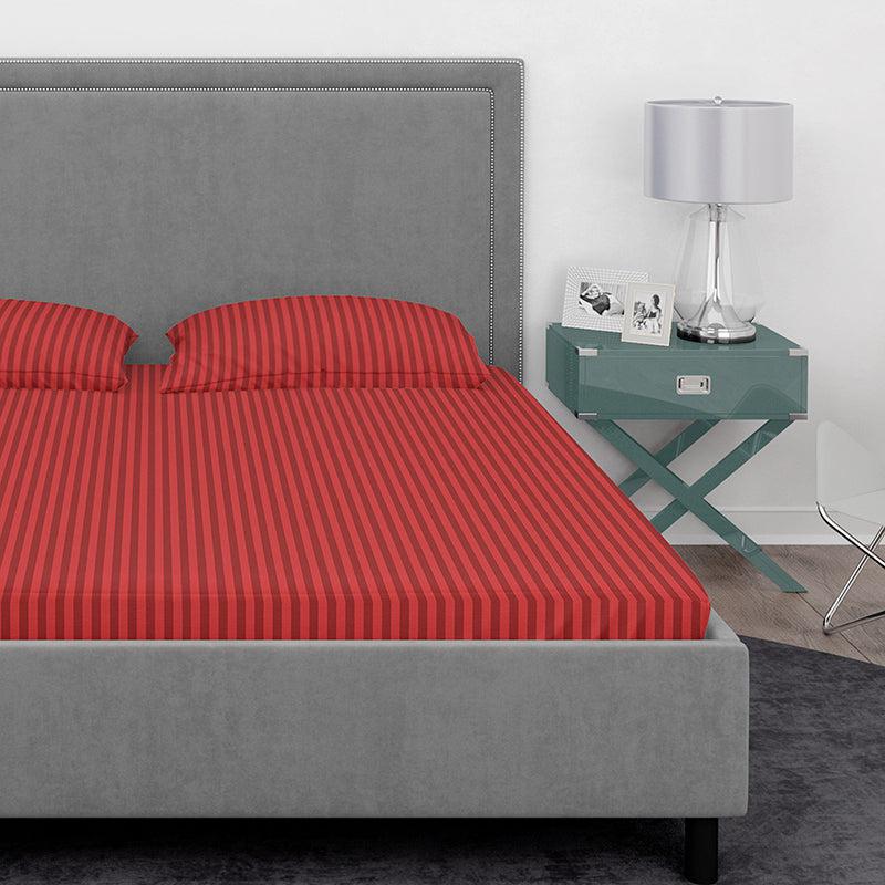 Chic Lines Geometric Cotton Bedsheet (Red) - 210 TC media 5