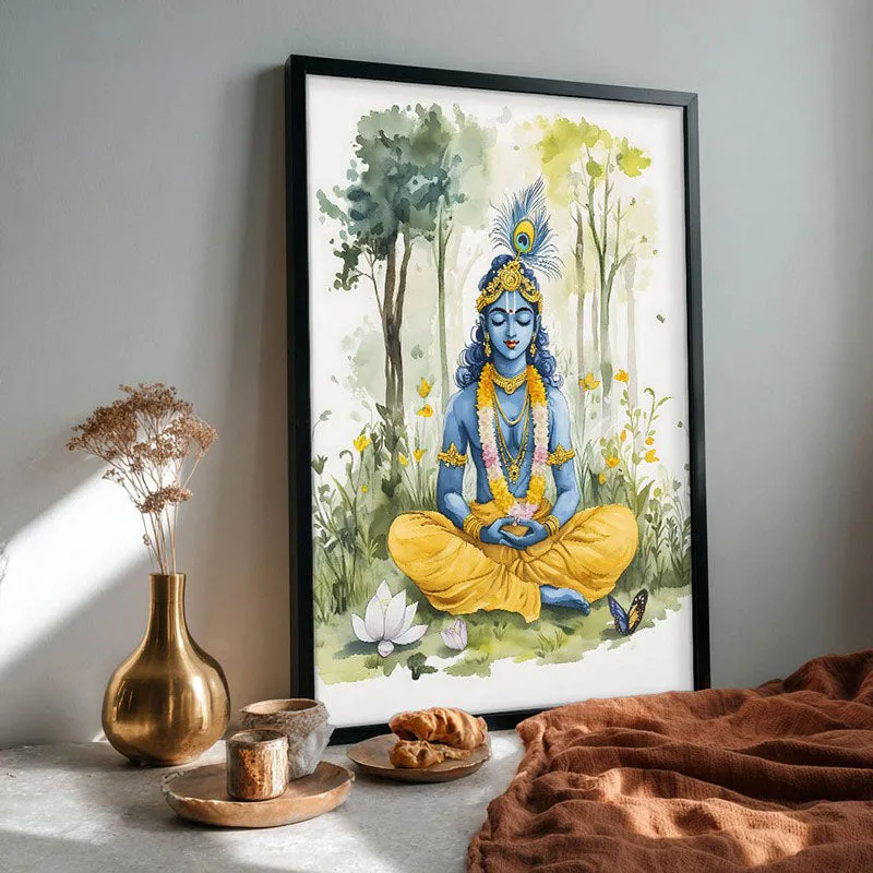 Sacred Balachandra Spiritual Archival Paper Wall Painting With Frame - Black media 4