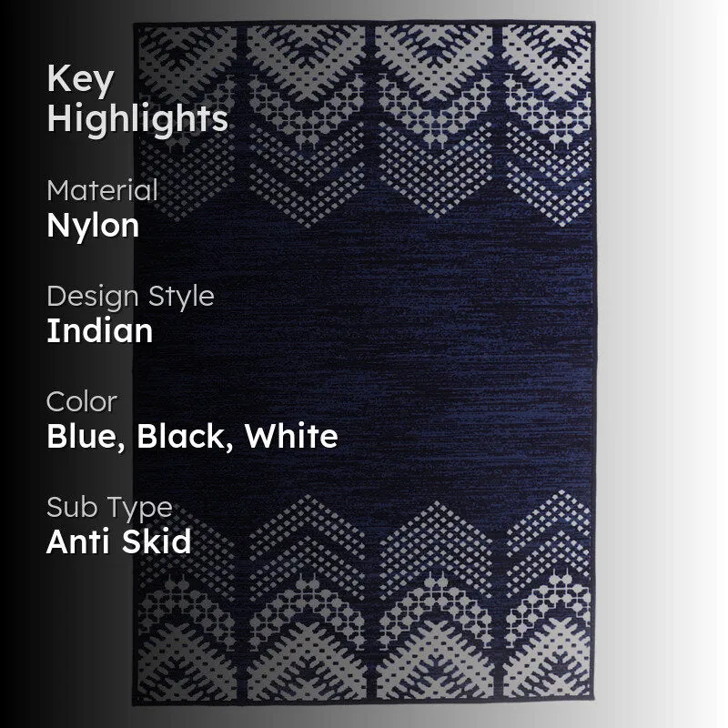 Deep Chevrons Anti-Skid Carpet - Navy Blue media 2