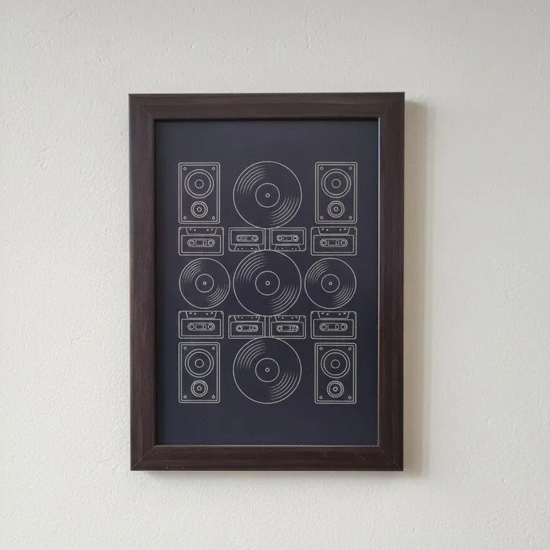 Vinyl Record & Guitar Wall Painting With Frame - Set Of Three media 6