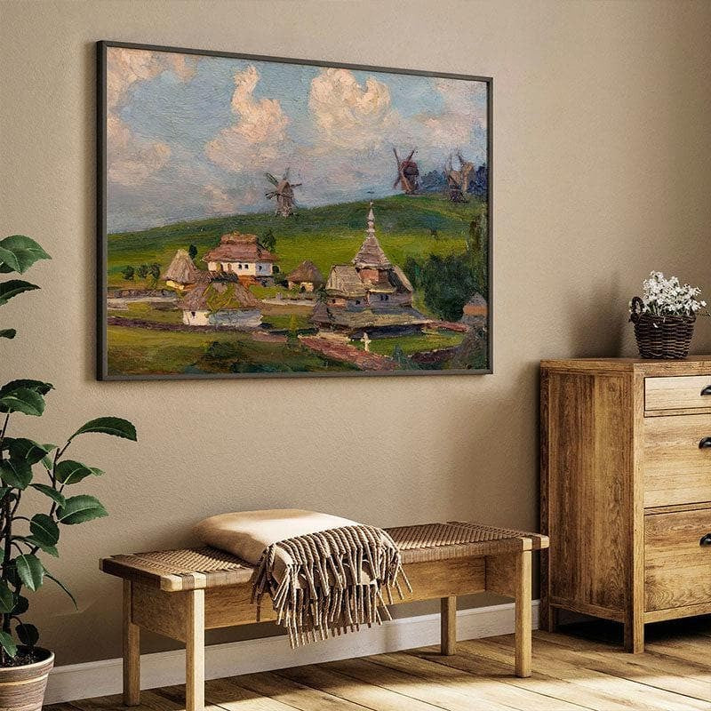 Oil Paint Landscape Wall Painting - Black Frame