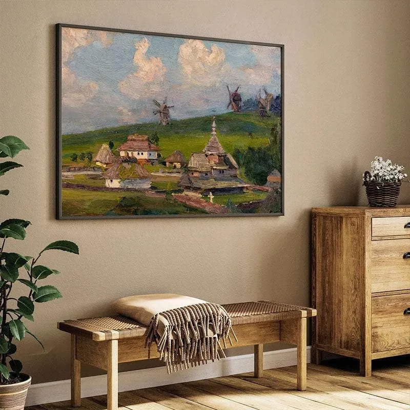 Oil Paint Landscape Wall Painting - Black Frame media 1
