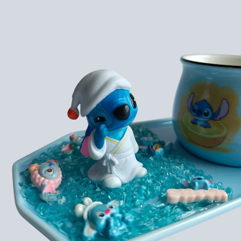 Stitch Bliss Ceramic Coffee Mug With Tray (180 mL) - Blue - 7