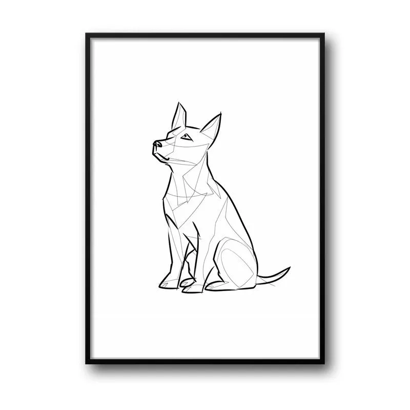Geometric Dog Archival Canvas Wall Art - Black Frame media 5
