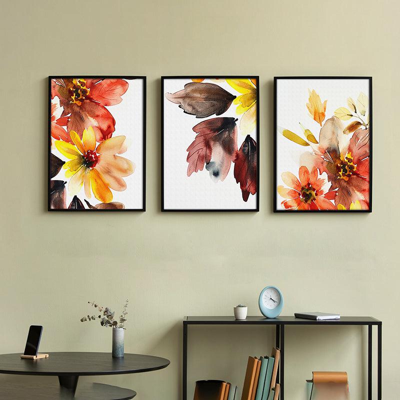 Floral Brushstrokes Wall Art With Frame - Set Of Three media 4