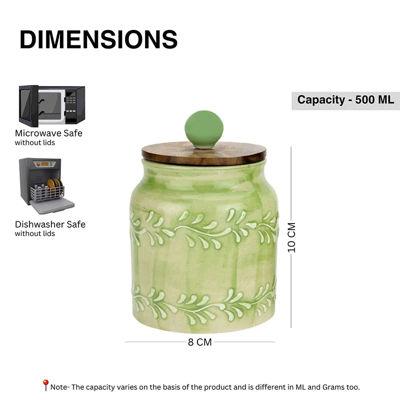 Palis Ceramic Jar With Lid(500 mL Each) - Set Of Two media 7