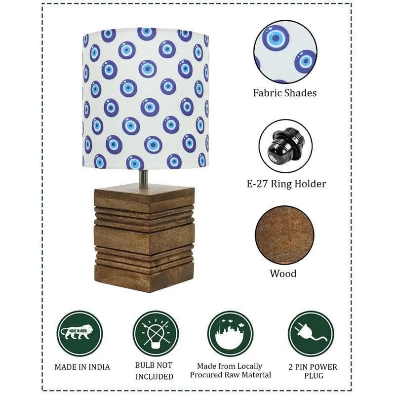 Evil Eye Cube Fabric Table Lamp - White,Blue,Brown media 7