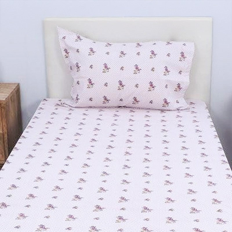 Dolores Floral Printed Cotton Bedsheet (Pink) - 180 TC media 4