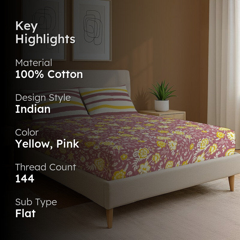 Urban Space Gulnaar Soft Cotton Bedsheet - 144 TC media 2