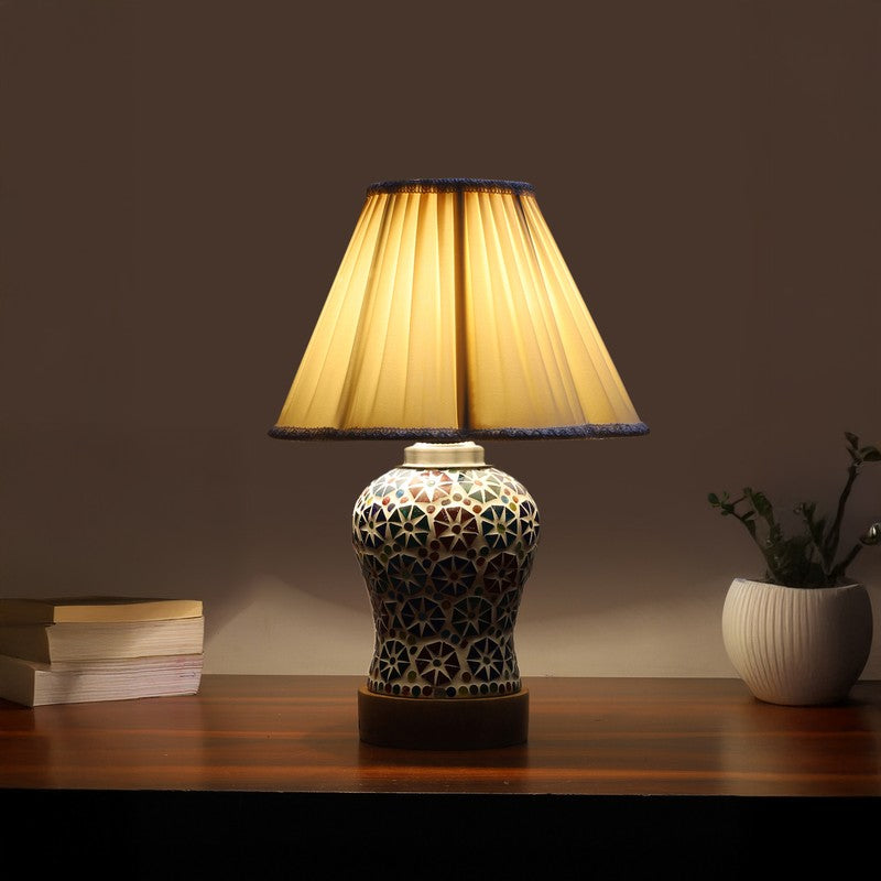 Astrona Pleated Wooden Table Lamp - Multicolor