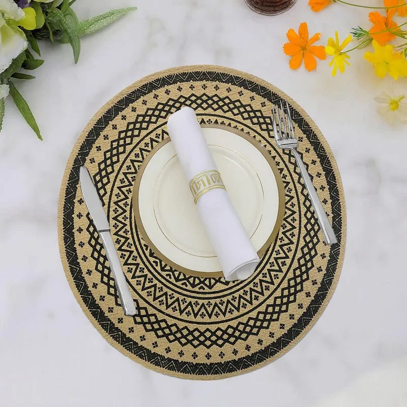 Mandala Black Round PVC Table Mats - Set Of Four media 4